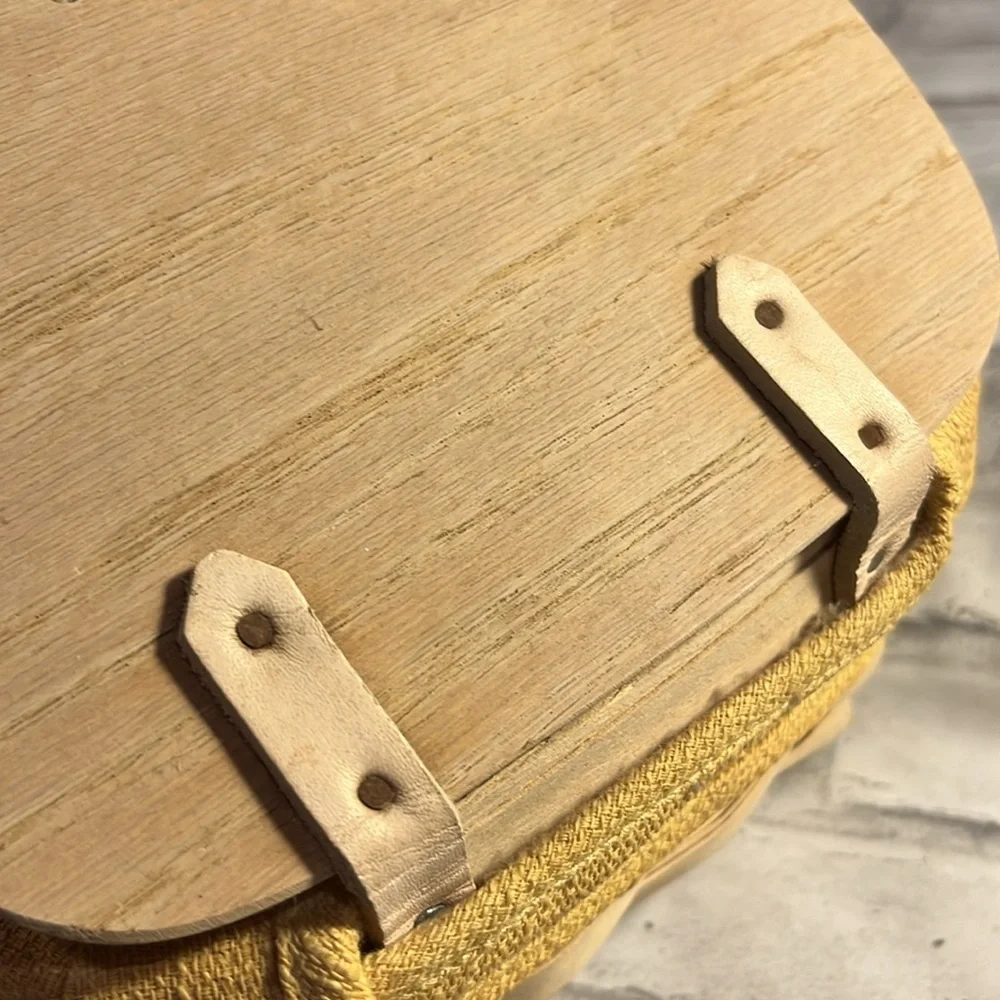 Longaberger kiddie purse mini wooden basket with plastic liner yellow fabric